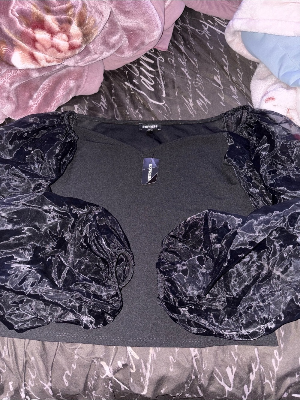 Express Black Puff-Sleeve Camisole